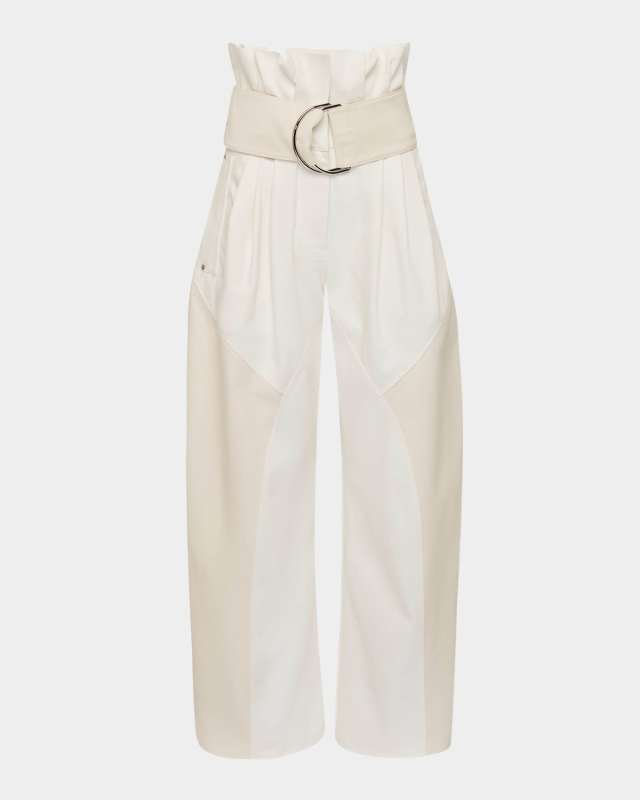 Belted Paperbag-Waist Wide-Leg Jeans